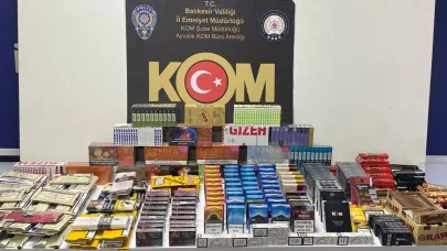 Ayvalık'ta polisten kaçak sigara ve tütün operasyonu