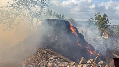 İvrindi'de saman yangını