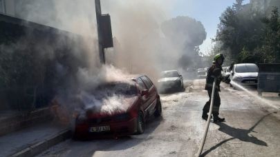Edremit'te korkutan araç yangını