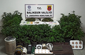 Balıkesir'de lüks evi uyuşturucu tarlasına çevirenler jandarmaya yakalandılar