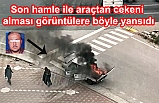 Edremit'te otomobil alev alev yandı, kamera saniye saniye yangını kaydetti  