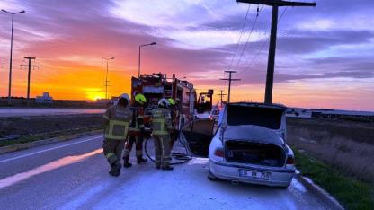 Bandırma’da bir araç yandı