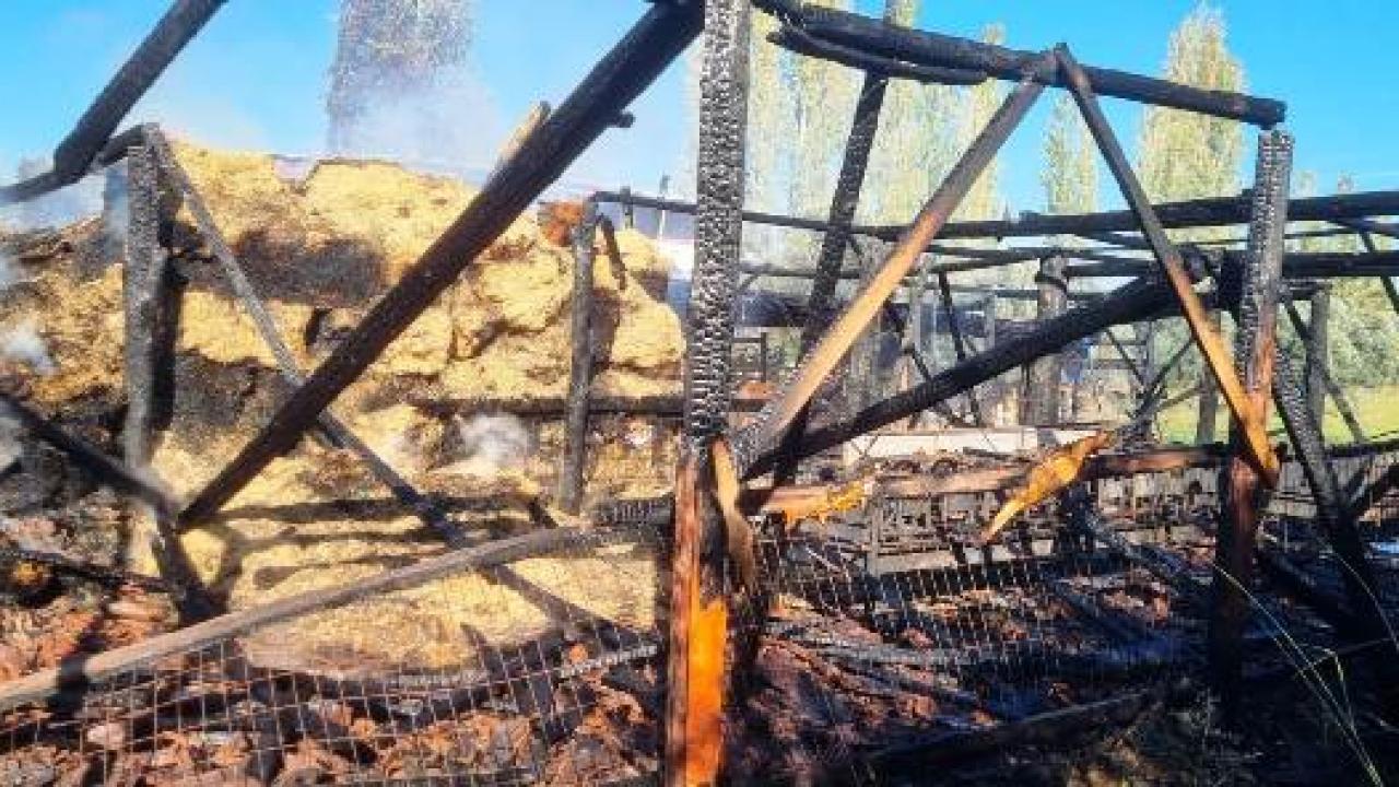 Edremit’te samanlık yangını