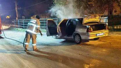 Manyas’ta Araç Yangını