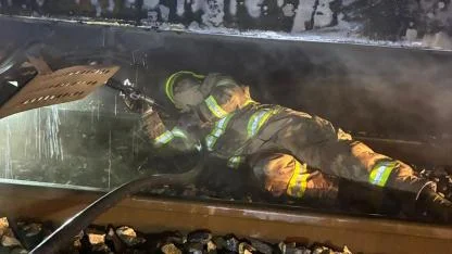 Susurluk’ta Yük Treni Lokomotifinde Yangın