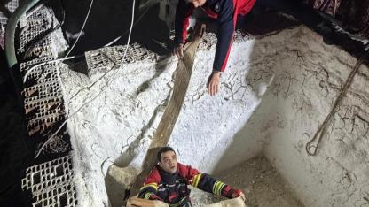 Kepsut’ta kuyuya düşen büyükbaş hayvanı itfaiye kurtardı