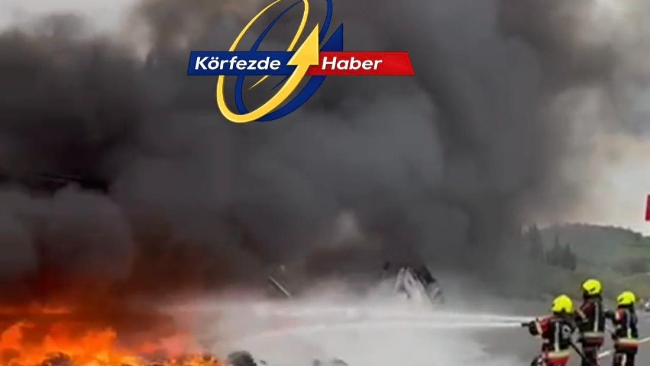 Otoyolda dehşet: Tır devrildi, alev aldı!