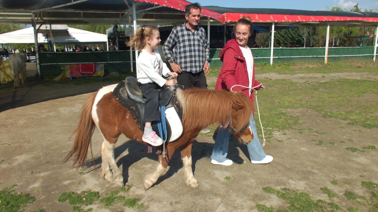 Burhaniye’de çocukların at binme sevinci