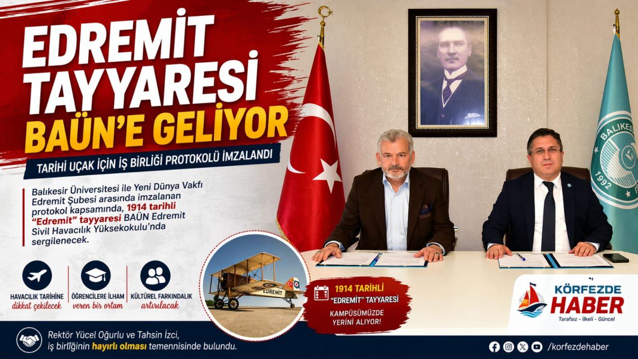 Edremit Tayyaresi BAÜN Yerleşkesinde sergilenecek.