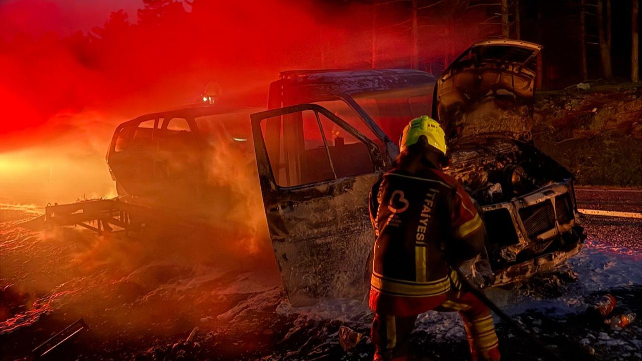 Hanlar'da korkutan çekici yangını