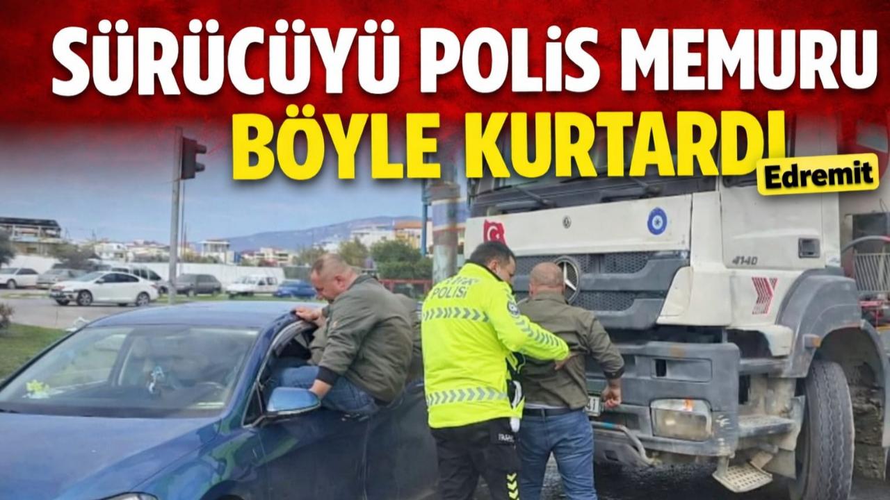 Sürücüyü polis aracın pencere camından böyle çıkardı