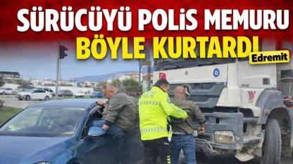 Sürücüyü polis aracın pencere camından böyle çıkardı