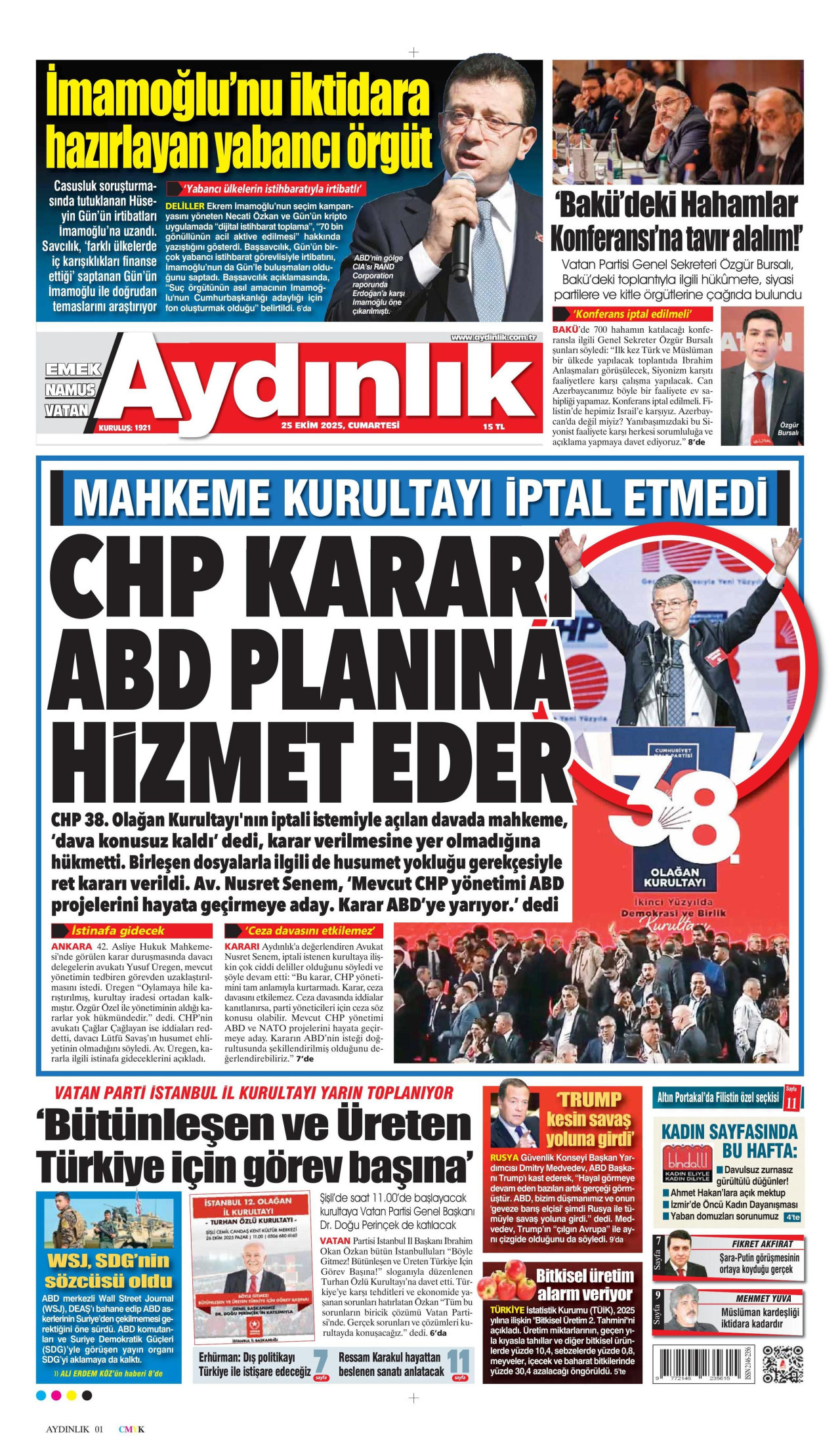 AYDINLIK GAZETESİ Gazete Manşeti