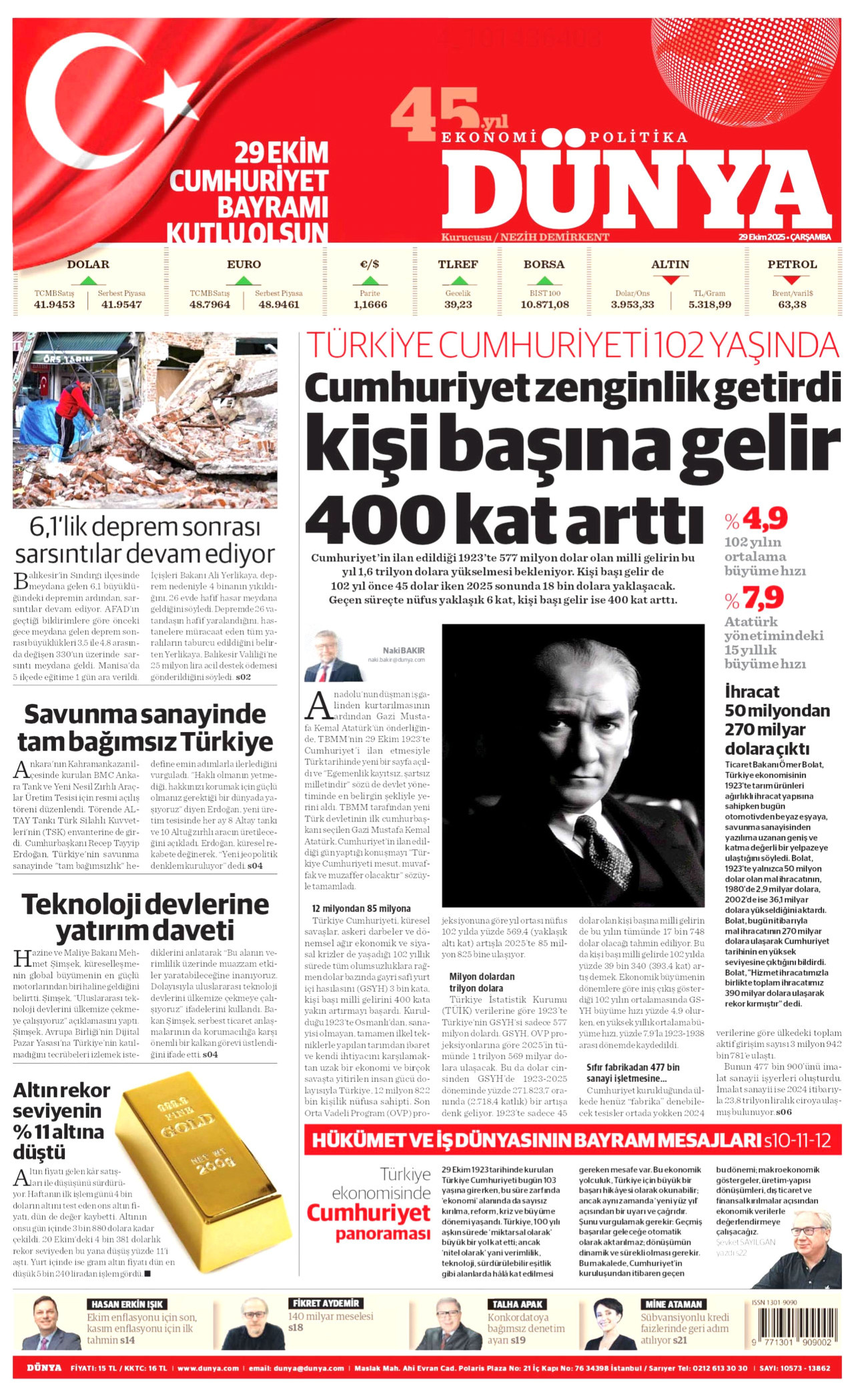 DÜNYA Gazete Manşeti