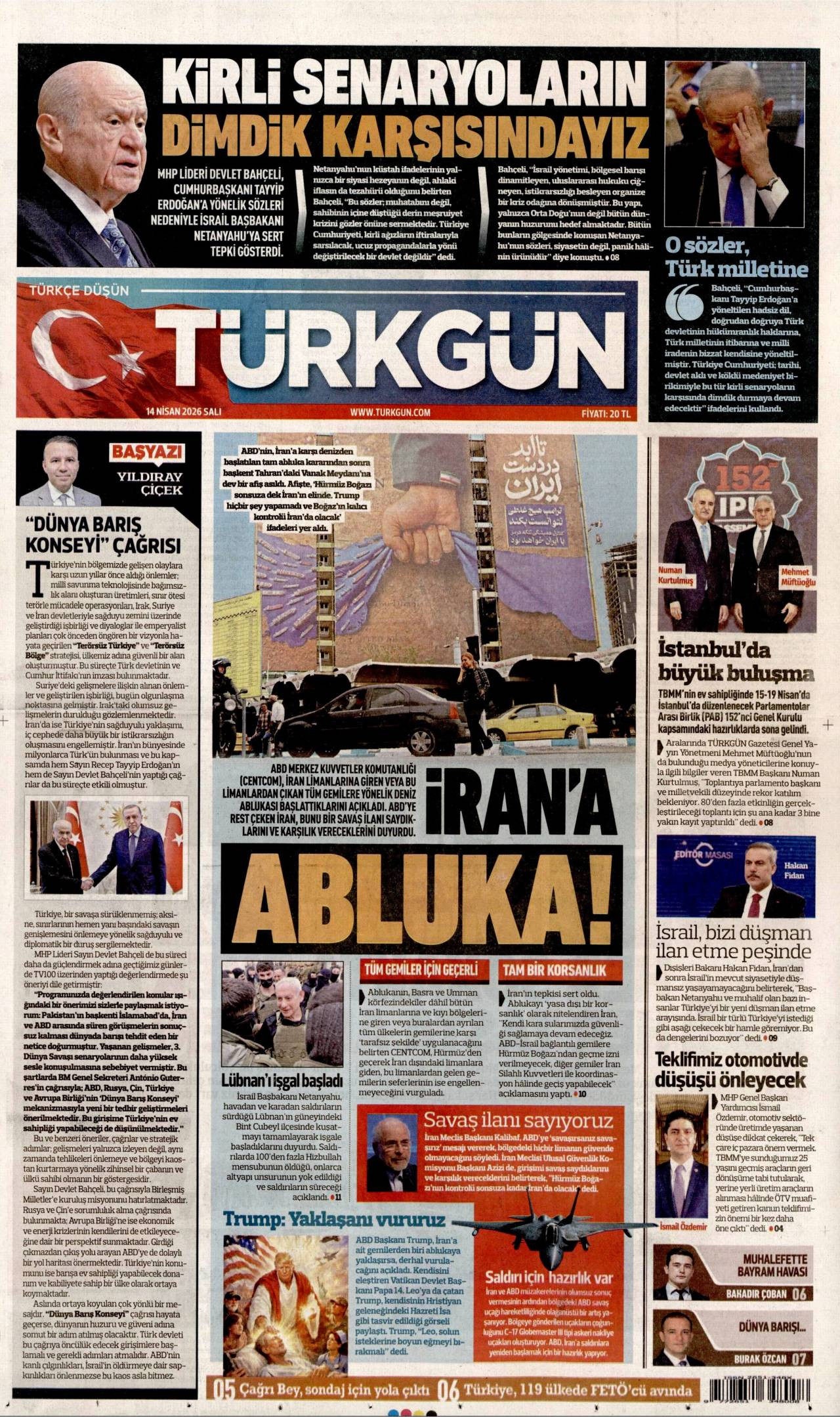 Türkgün Gazetesi Gazete Manşeti