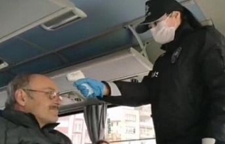 Polis ekiplerinden otobüslere korona virüs denetimi