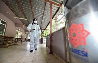 Karesi Belediyesinden kırsalda dezenfekte çalışması