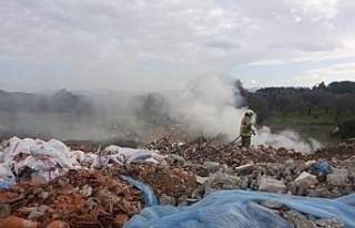 Burhaniye Pelitköy’de çöplük yangını