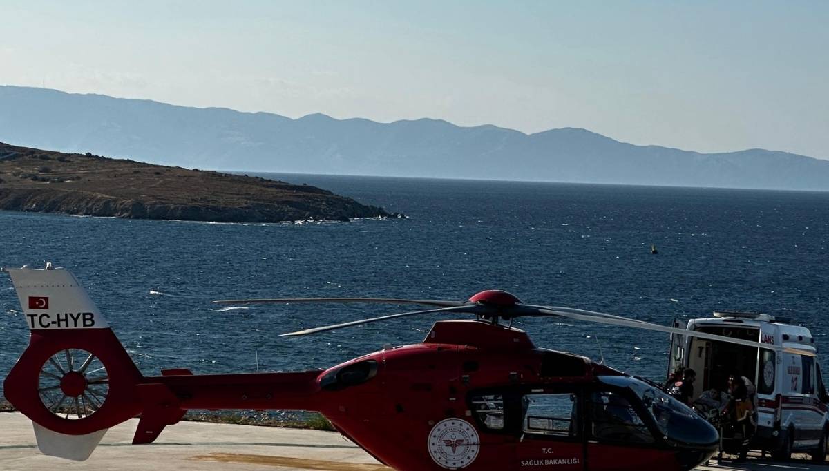 Marmara Adası’nda  acil hasta ambulans helikopterle hastaneye kaldırıldı