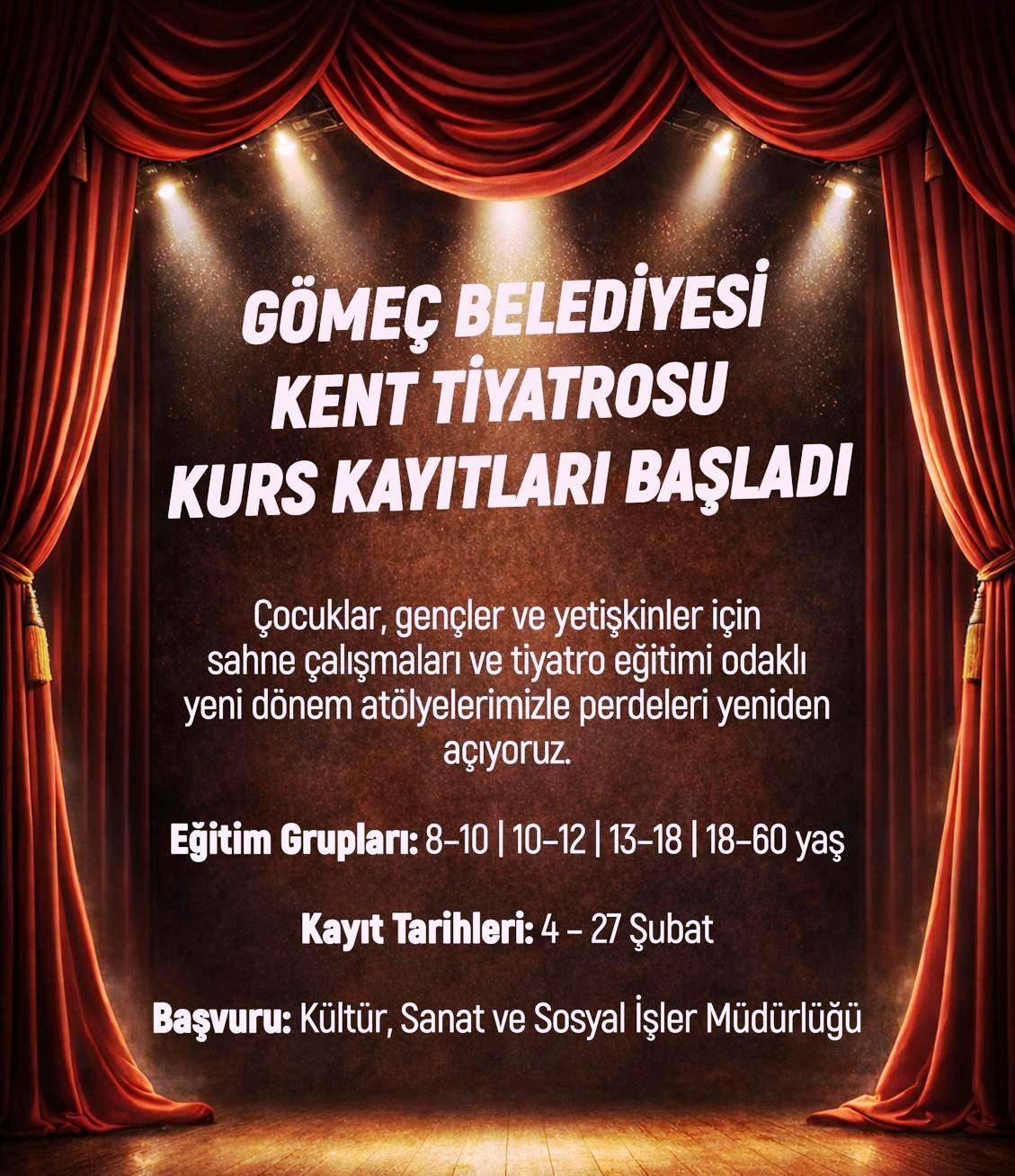 Gömeç Belediyesi Kent Tiyatrosu’nda Yeni Dönem Kayıtları Başladı