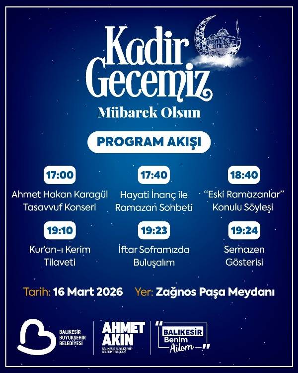 Başkan Akın'dan Kadir Gecesi'ne özel eşsiz program