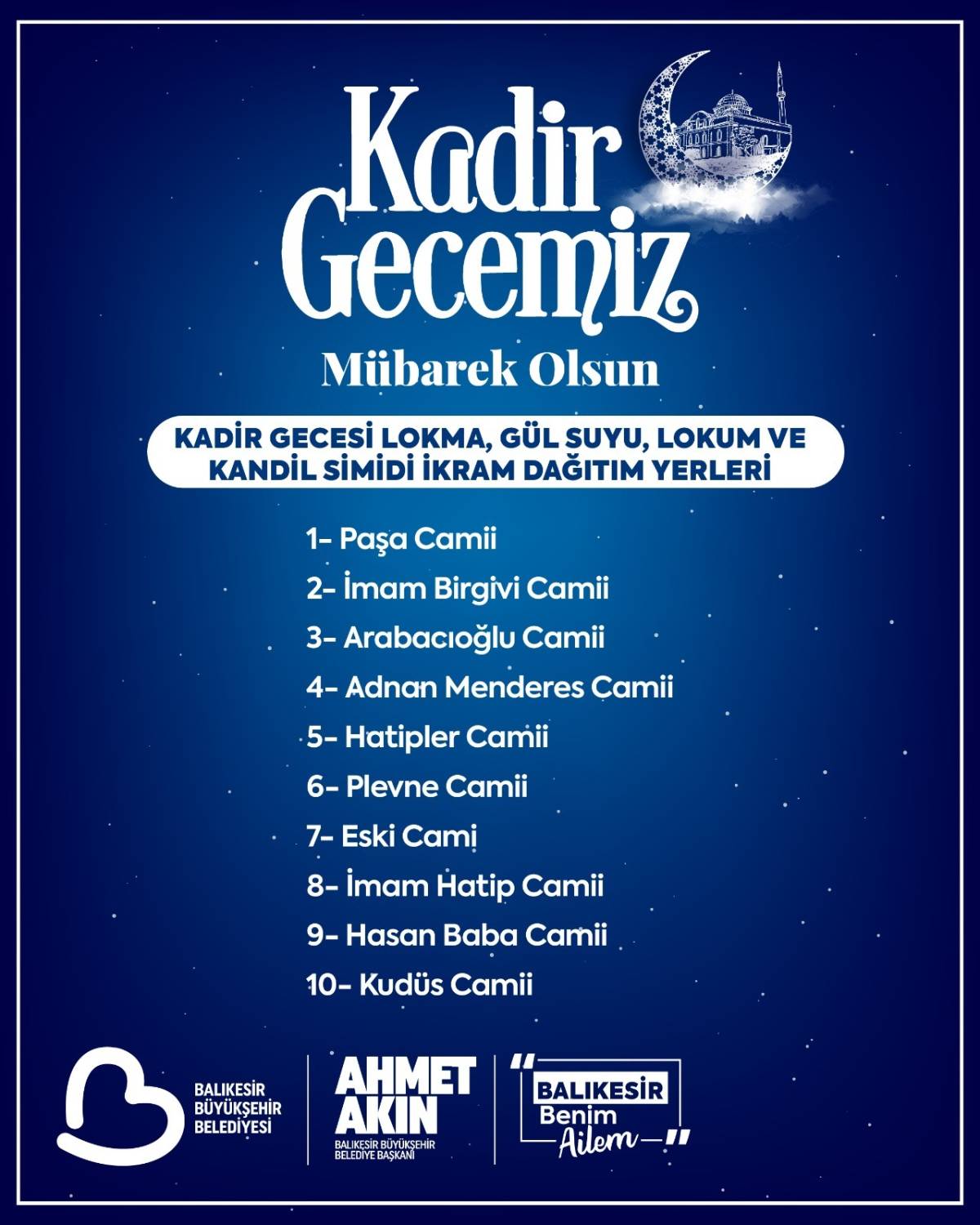 Başkan Akın'dan Kadir Gecesi'ne özel eşsiz program