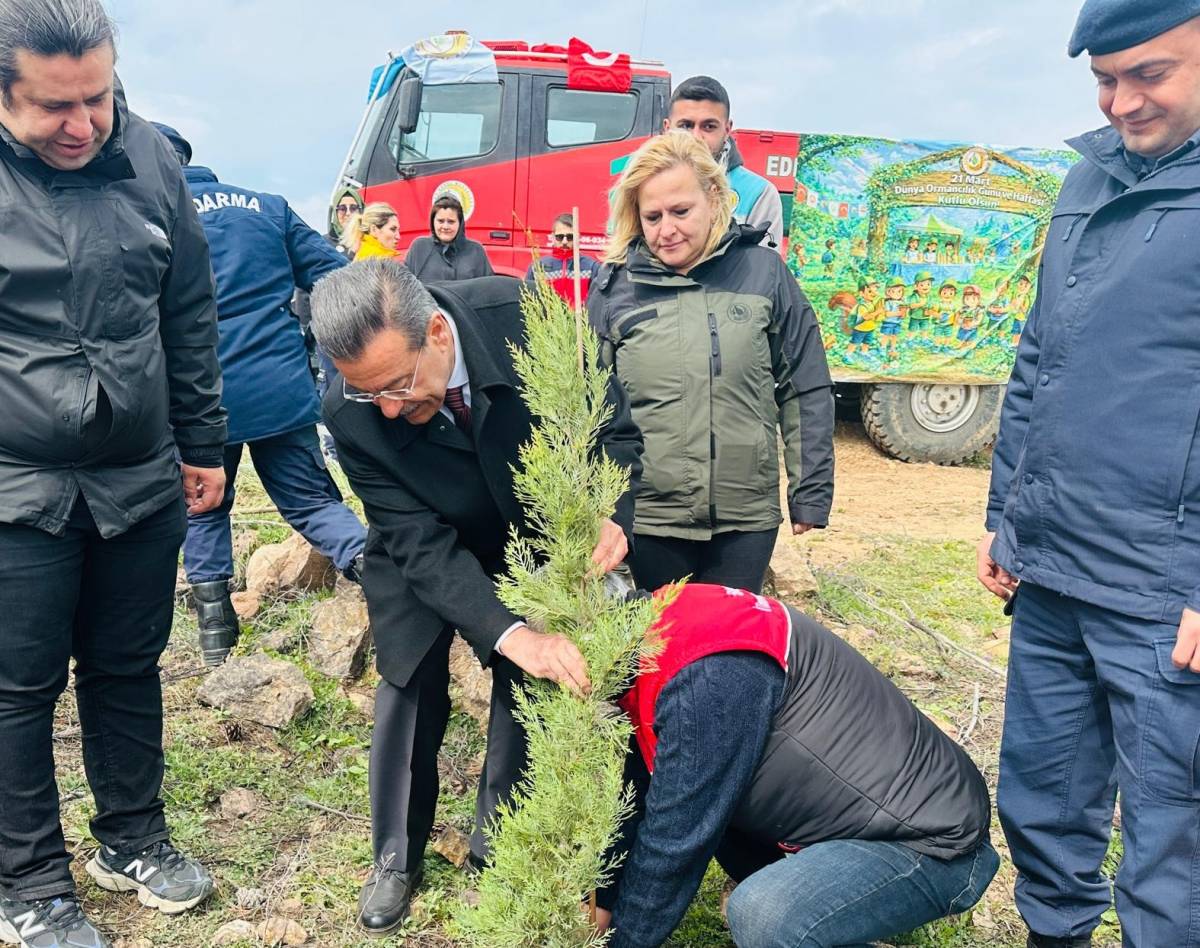 Burhaniye’de 315 fıstıkçamı fidanı toprakla buluşturuldu