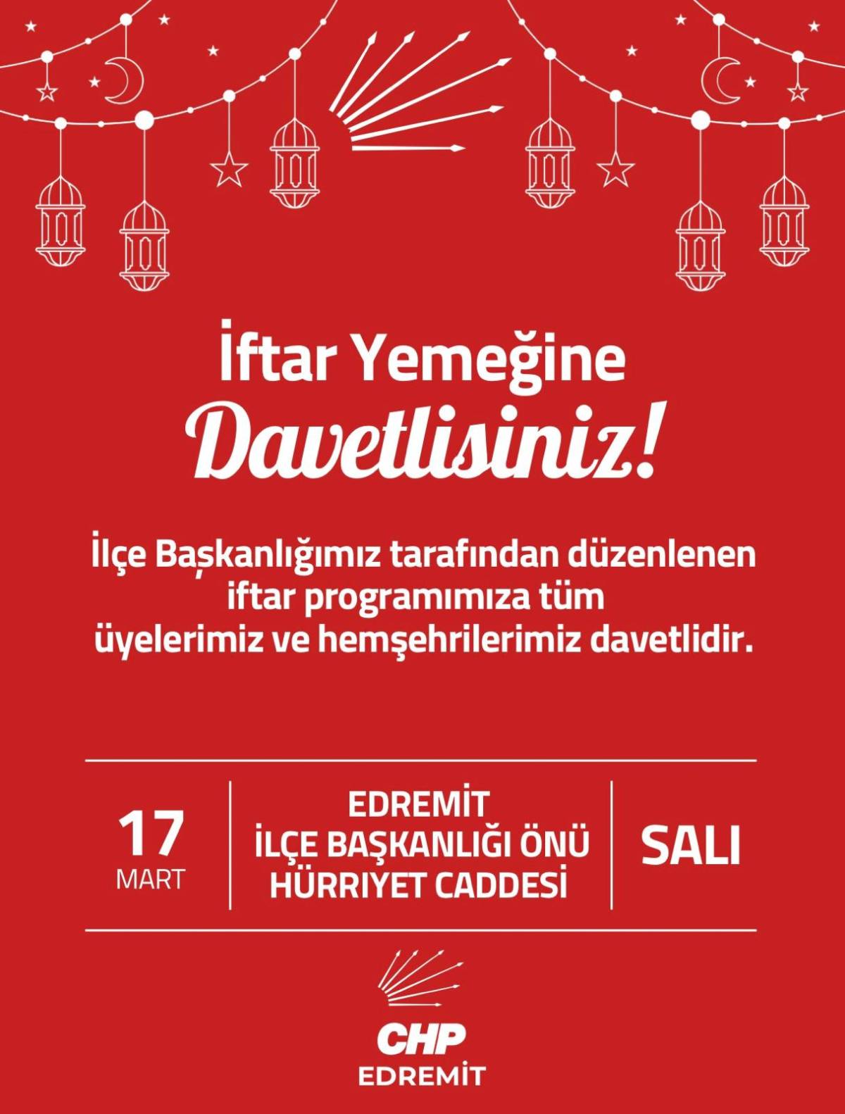 CHP Edremit İlçe Başkanlığı iftar programı düzenledi