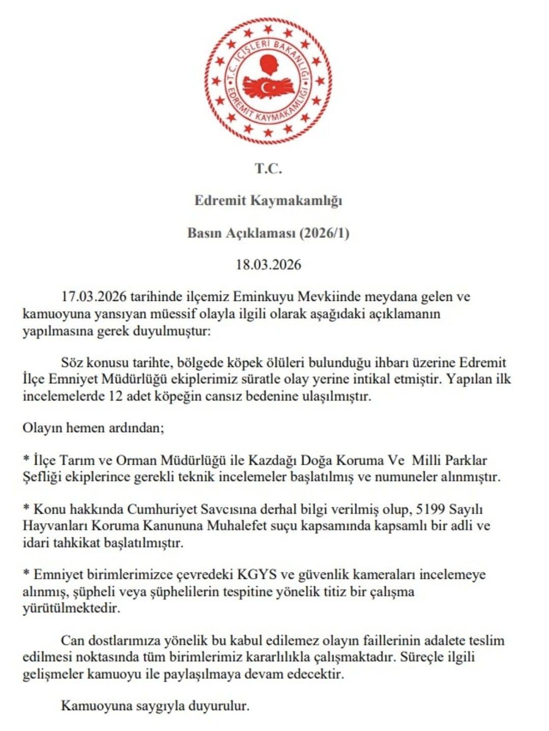 Edremit’te 12 köpek ölü bulundu: Soruşturma başlatıldı