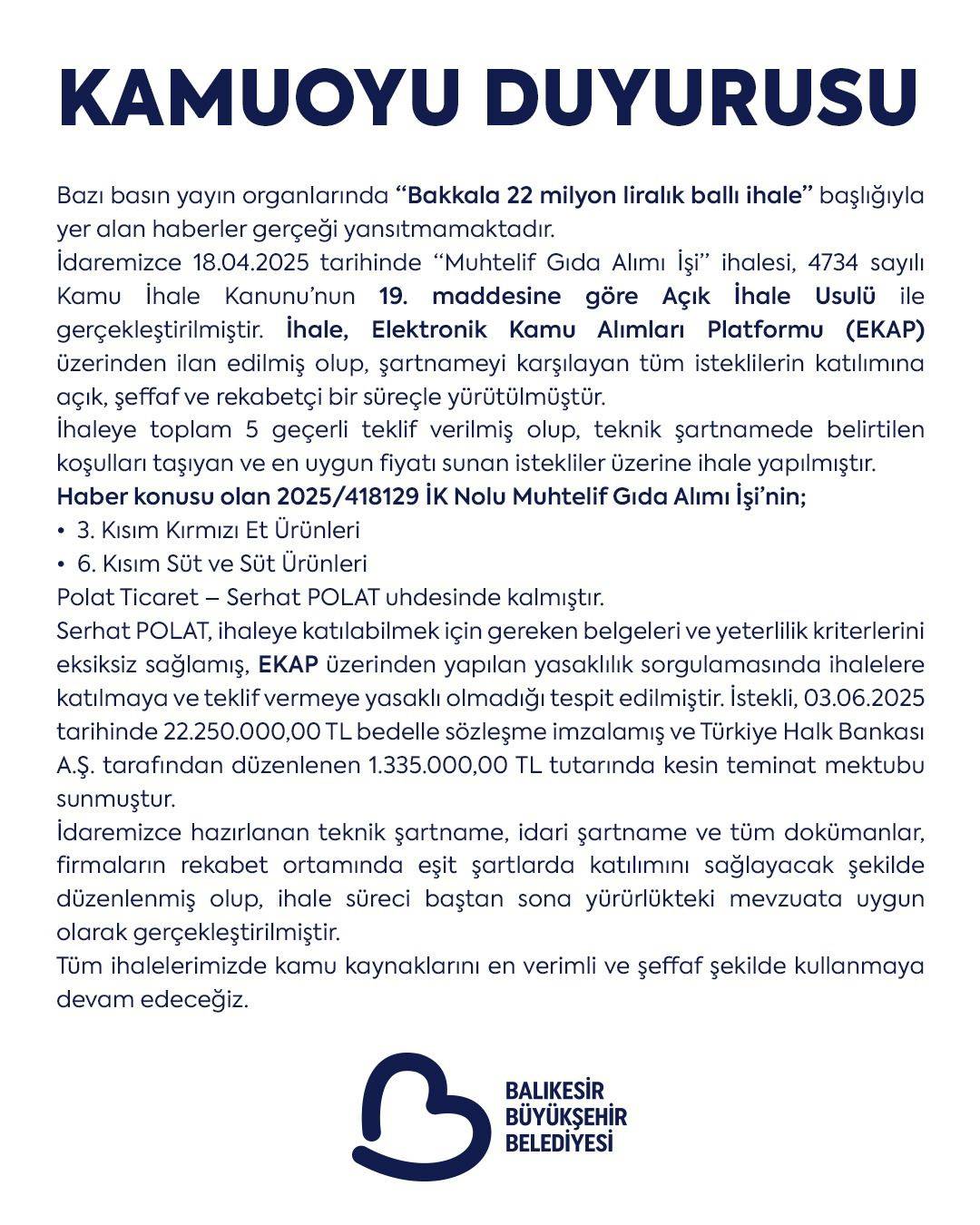 Büyükşehir'den ’“Ballı Bakkal ” İddialarına Net Yanıt