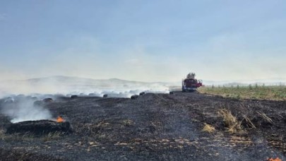 Susurluk’ta saman balyaları yandı