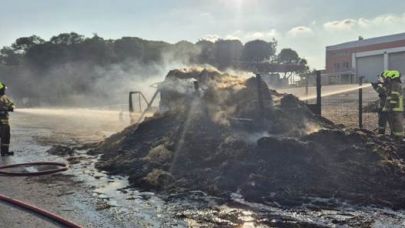Balıkesir-Bursa karayolunda saman yüklü kamyonet alev alev yandı