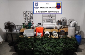 Villada özel sistem kurarak uyuşturucu yetiştiren kişi jandarmaya yakalandı